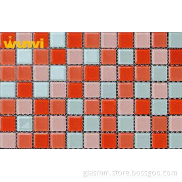Romantic Red Crystal Glass Mosaic Tiles , Glass Mirror Mosa